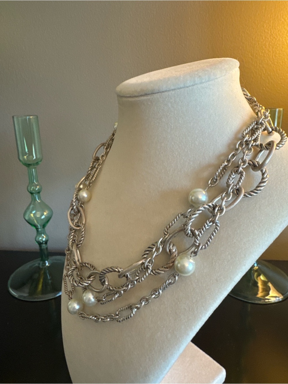 Multi-Strand Silver-Tone Pearl Necklace - Women's Jewelry - Picture 3 of 5